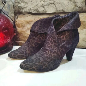 Westies Ankle Boots Booties Leopard Print Fold Over Panther 7.5